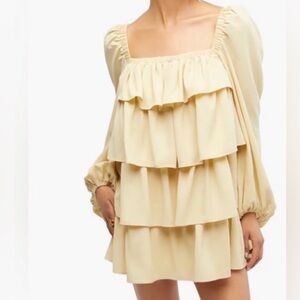 WeWoreWhat Cream Long Sleeve Tiered Dress